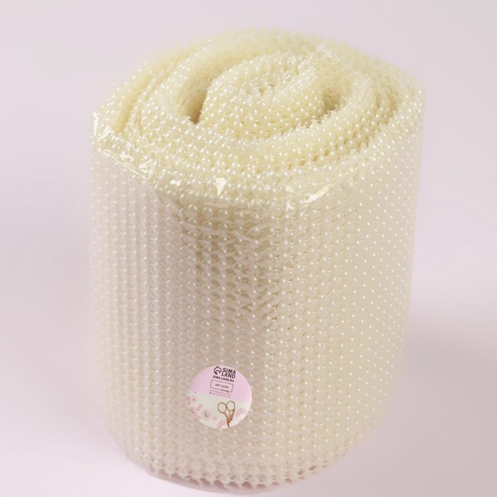 Лента с имитацией жемчуга, 12 см, 9 ± 1 м, цвет жемчужный Лента с имитацией жемчуга, 12 см, 9 ± 1 м, цвет жемчужный