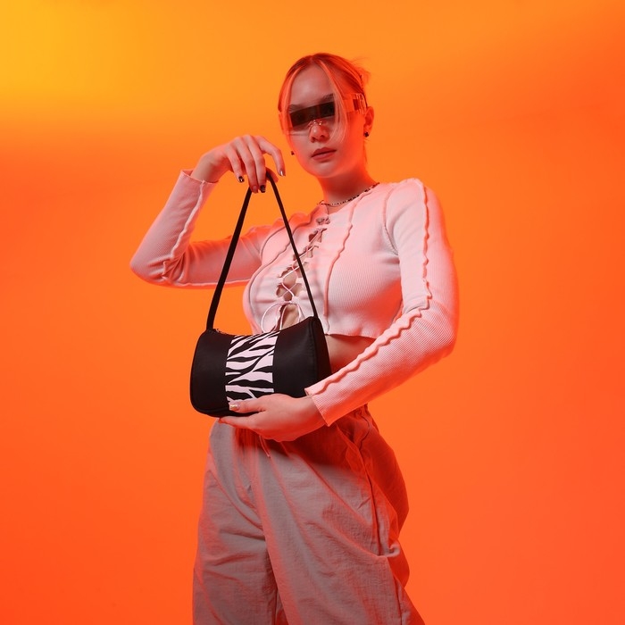 Сумка женская багет из текстиля, «Зебра», 23х13х5 см. Сумка женская багет из текстиля, «Зебра», 23х13х5 см.