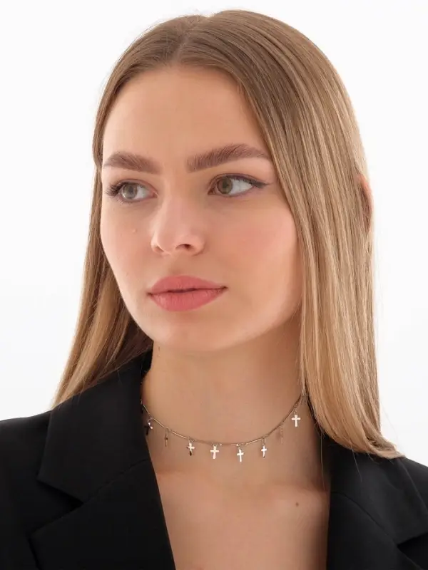 Чокер &laquo;Металлика&raquo;, крестики, цвет серебро, L=30 см