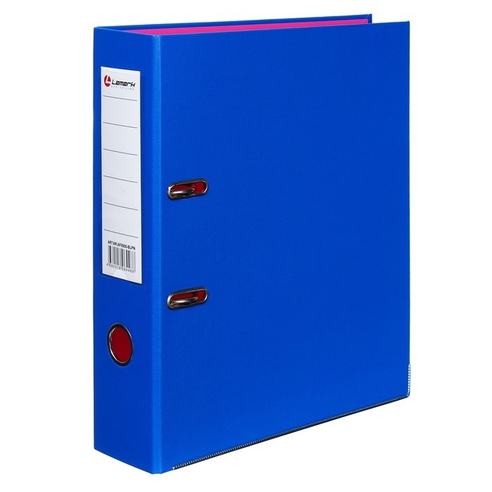 Папка-регистратор А4, 75 мм, Lamark, ПВХ, двухстороннее покрытие, металлическая окантовка, карман на корешок, собранная, синий/розовый Папка-регистратор А4, 75 мм, Lamark, ПВХ, двухстороннее покрытие, металлическая окантовка, карман на корешок, собранная, синий/розовый
