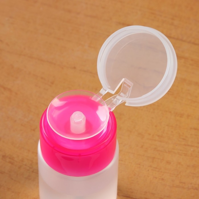Флакон с помпой, 75 мл, цвет розовый/прозрачный Флакон с помпой, 75 мл, цвет розовый/прозрачный