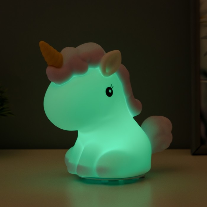 Ночник-мякиш Ночник-мякиш "Антистресс единорог" LED бело-фиолетовый 18х10х16 см