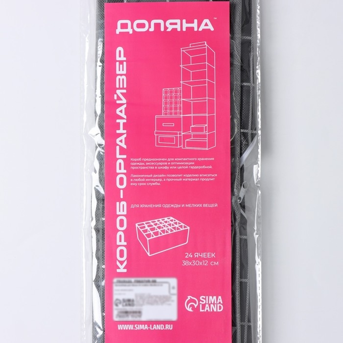 Органайзер для хранения белья Доляна «Кло», 24 ячейки, 38×30×12 см, цвет чёрный Органайзер для хранения белья Доляна «Кло», 24 ячейки, 38×30×12 см, цвет чёрный