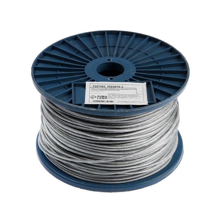 Трос в оплетке ПВХ ТУНДРА krep, структура 6х7+FC, 2/3 мм, в катушке 200 м Трос в оплетке ПВХ ТУНДРА krep, структура 6х7+FC, 2/3 мм, в катушке 200 м