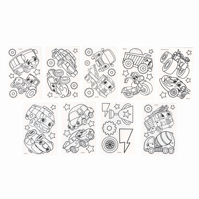 Набор для творчества «Раскрась витражики-машинки», 20 шт. в пакете Набор для творчества «Раскрась витражики-машинки», 20 шт. в пакете