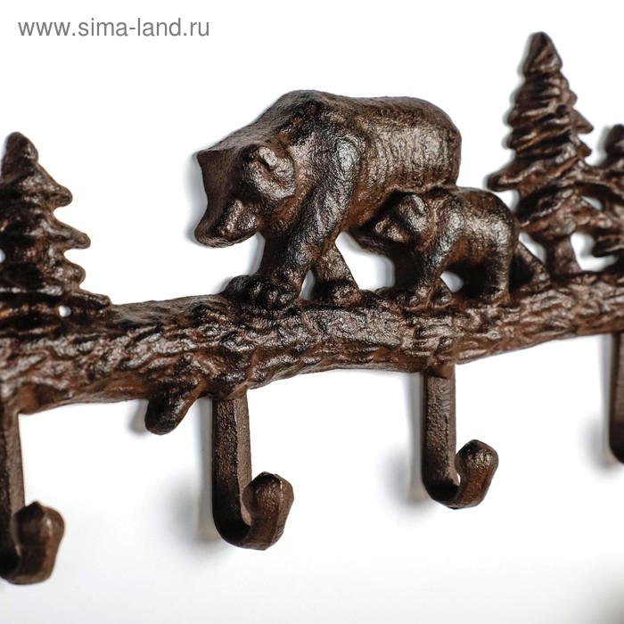 Крючки декоративные металл Крючки декоративные металл "Медведь с медвежонком в лесу" 14,5х33х2,5 см