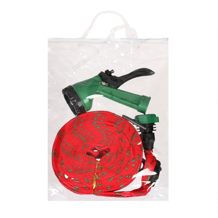 Шланг поливочный резиновый, 12 мм (1/2 Шланг поливочный резиновый, 12 мм (1/2"), 15 м, в текстильной оплётке, с поливочным пистолетом, цвет МИКС, Greengo