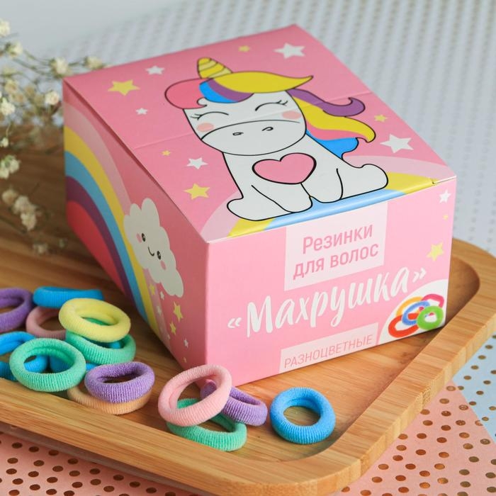 Резинки для волос , набор «Махрушка», единорог 100 шт. Резинки для волос , набор «Махрушка», единорог 100 шт.