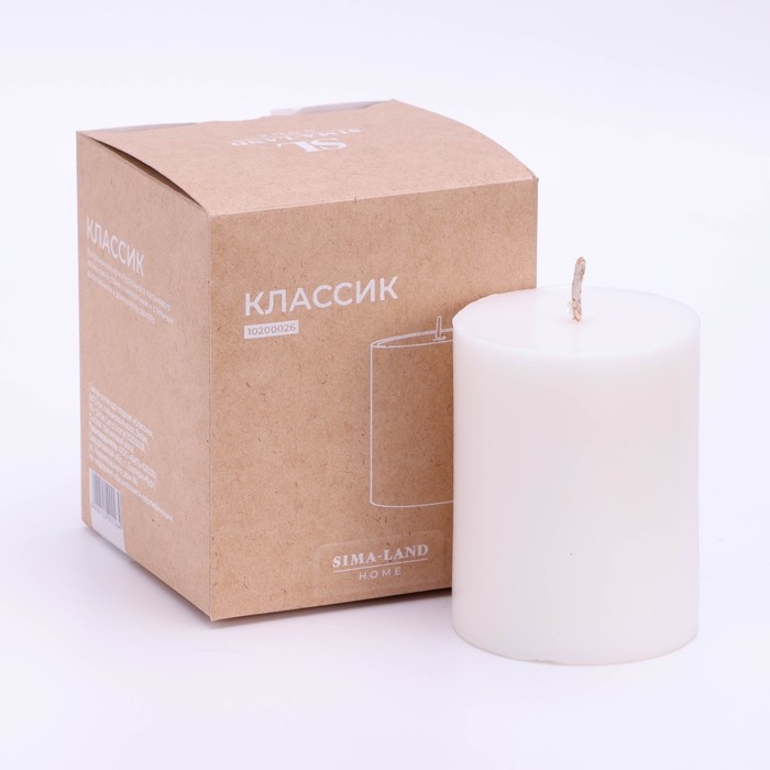 Свеча-цилиндр гладкая,6х7,5 см, пальмовый воск, белая, 10 ч Sima Home Свеча-цилиндр гладкая,6х7,5 см, пальмовый воск, белая, 10 ч Sima Home