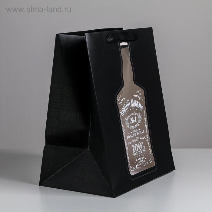 Пакет подарочный ламинированный с пластиковым окном, упаковка, &laquo;Крутой мужик&raquo;, 30,5 х 25 х 17,5 см