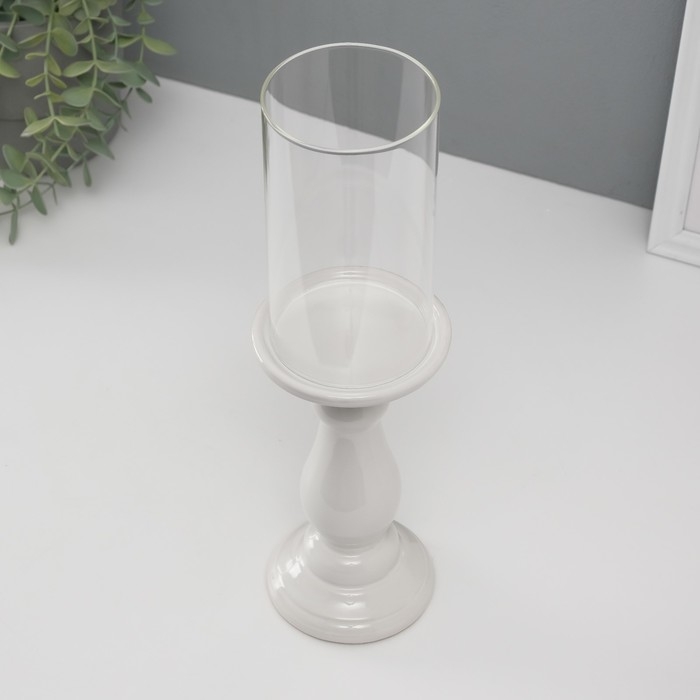 Подсвечник керамика, стекло на 1 свечу Подсвечник керамика, стекло на 1 свечу "Магистр" d=8 см белый 9,5х9,5х32 см