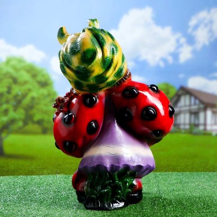 Садовая фигура  Садовая фигура "Гном девочка-божья коровка с виноградом" 44х21х64см