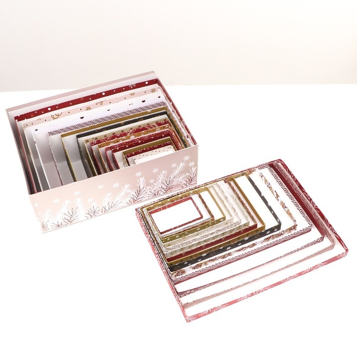 Набор подарочных новогодних коробок 15 в 1  Набор подарочных новогодних коробок 15 в 1 "Изысканность", 47,5 х 35,5 х 17,5 - 12 х 7 х 4 см. Новый год