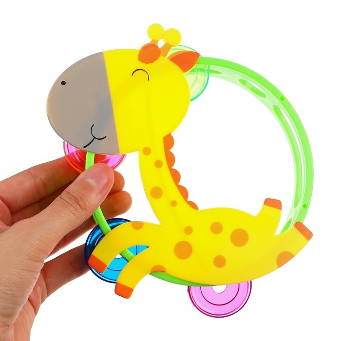 Погремушка - бубен «Жирафик / Лошадка», виды МИКС, Крошка Я Погремушка - бубен «Жирафик / Лошадка», виды МИКС, Крошка Я