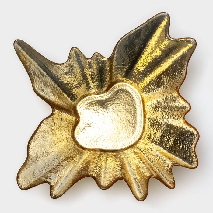 Тарелка стеклянная «Рени», 28,5×26,5×7 см, цвет золотой Тарелка стеклянная «Рени», 28,5×26,5×7 см, цвет золотой