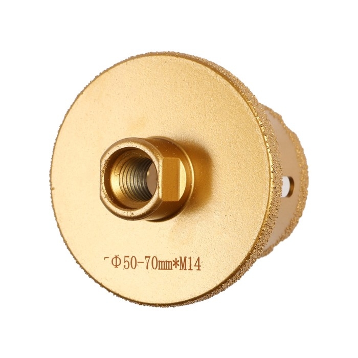 Коронка алмазная ТУНДРА, для УШМ, для отверстий под слив, по плитке, мрамору, 50/70 мм, М14   993530 Коронка алмазная ТУНДРА, для УШМ, для отверстий под слив, по плитке, мрамору, 50/70 мм, М14   993530