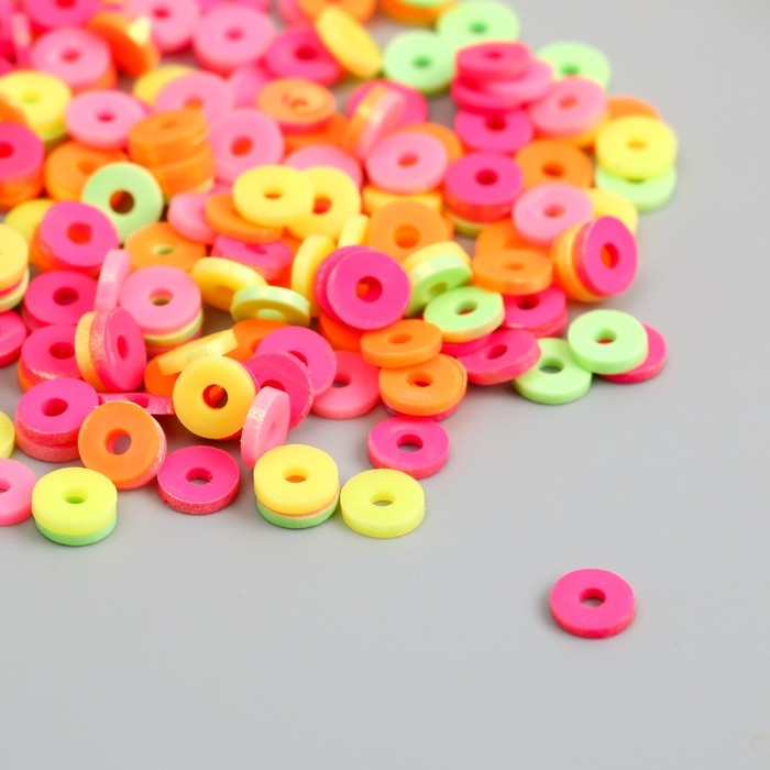 Бусины для творчества PVC Бусины для творчества PVC "Колечки. Перламутр. Карнавал" набор ≈ 330 шт 0,1х0,6х0,6 см