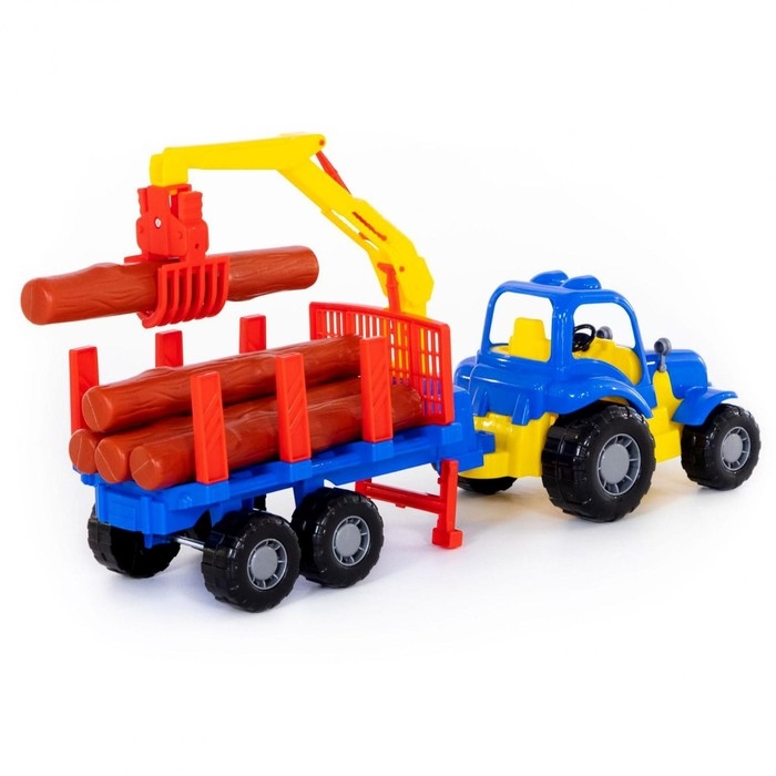 Трактор «Крепыш» с полуприцепом-лесовозом, МИКС Трактор «Крепыш» с полуприцепом-лесовозом, МИКС