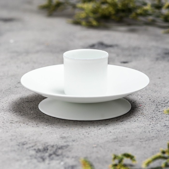 Подсвечник  Подсвечник "Лотос 2Н" металл на 1 свечу, 7,5х2,5 см, белый