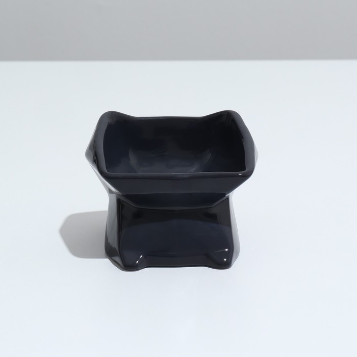 Миска фигурная  Миска фигурная "Ушки", 11 х 11,5 х 11 см, 250 мл,  чёрная