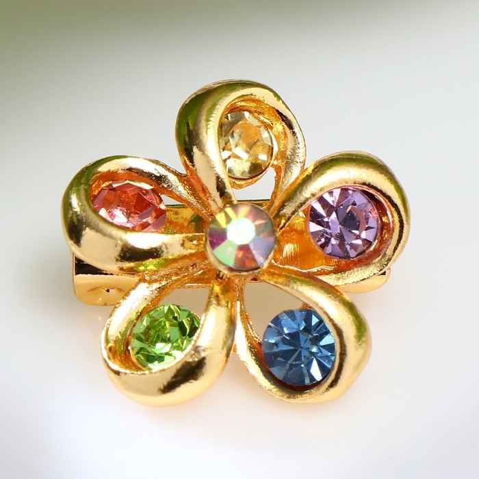 Брошь «Цветочек» пятилистник, цветная в жёлтом золоте (неделимая фасовка 12 шт., цена за шт.) Брошь «Цветочек» пятилистник, цветная в жёлтом золоте (неделимая фасовка 12 шт., цена за шт.)