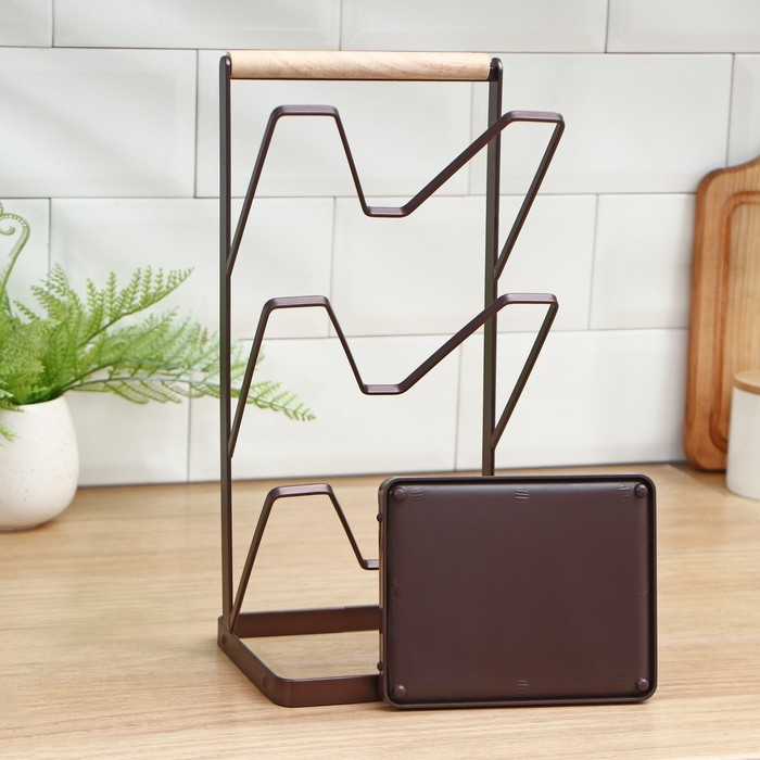 Подставка для крышек Доляна «Лофт», 16×13×33,5 см, цвет коричневый Подставка для крышек Доляна «Лофт», 16×13×33,5 см, цвет коричневый