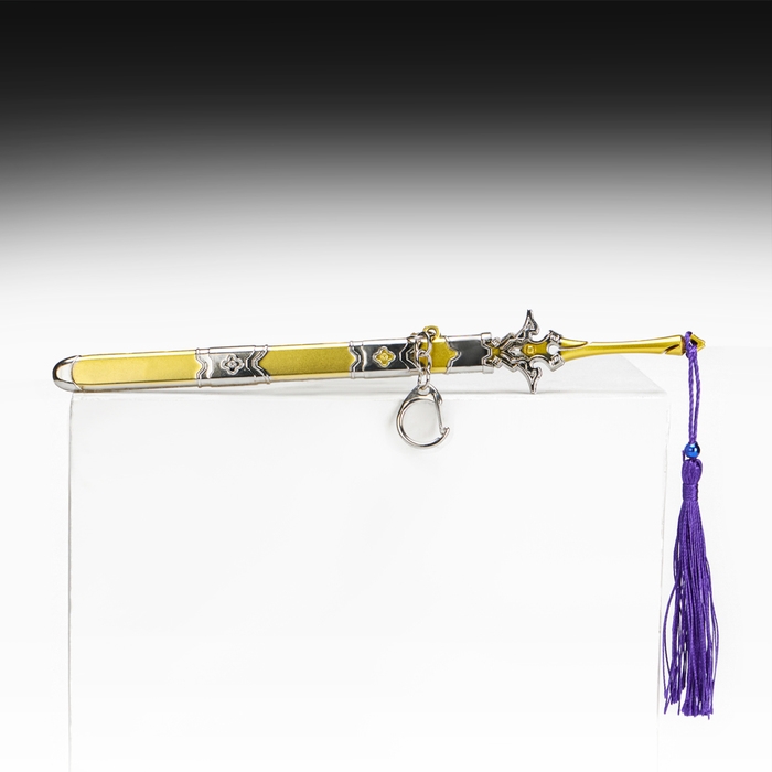 Сувенирное оружие подвесное мини Сувенирное оружие подвесное мини "Меч в стиле Геншин", брелок, 21 см, золотой с фиолетовым
