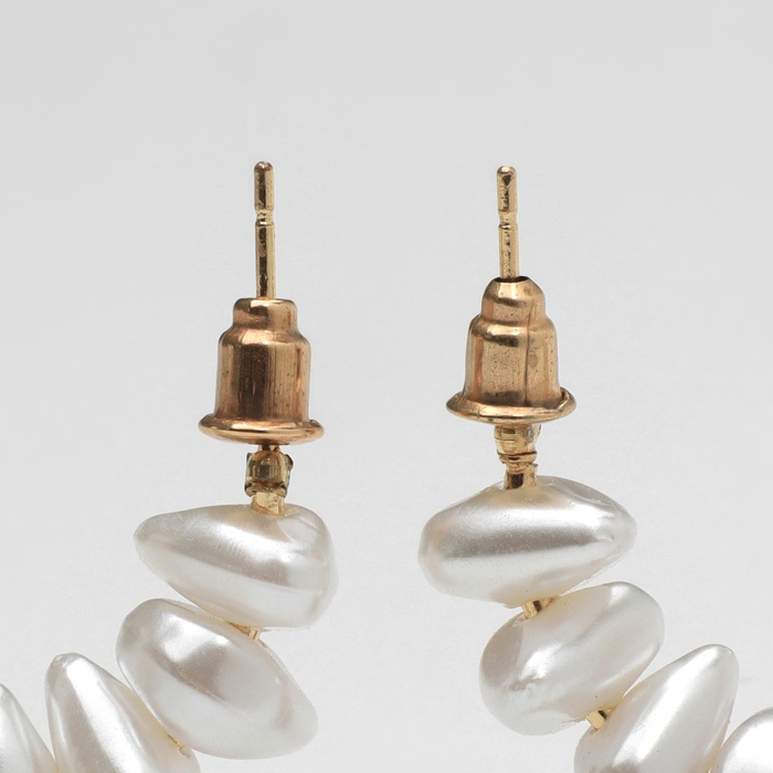 Серьги с жемчугом &laquo;Бусина&raquo; полумесяц, цвет золото