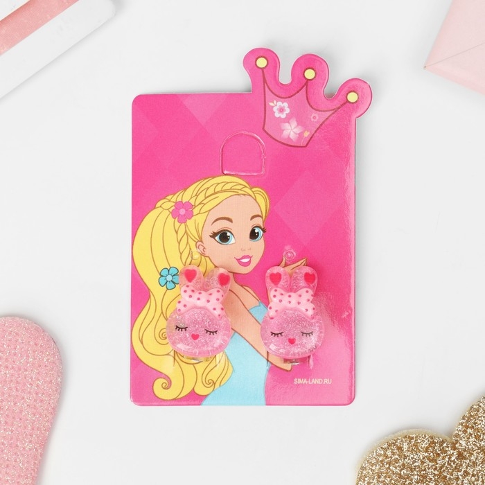 Клипсы детские «Выбражулька» зайка, цвет розовый Клипсы детские «Выбражулька» зайка, цвет розовый