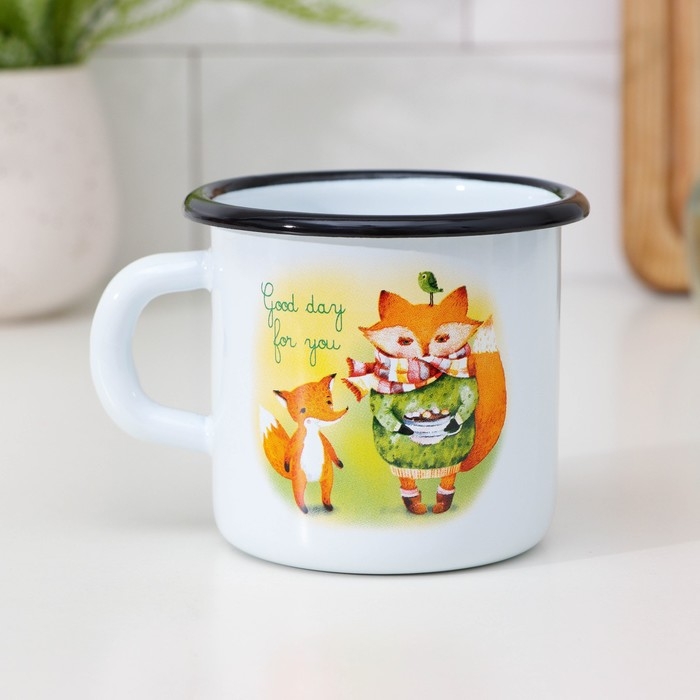 Кружка эмалированная «Для тебя», 400 мл, цвет белый Кружка эмалированная «Для тебя», 400 мл, цвет белый