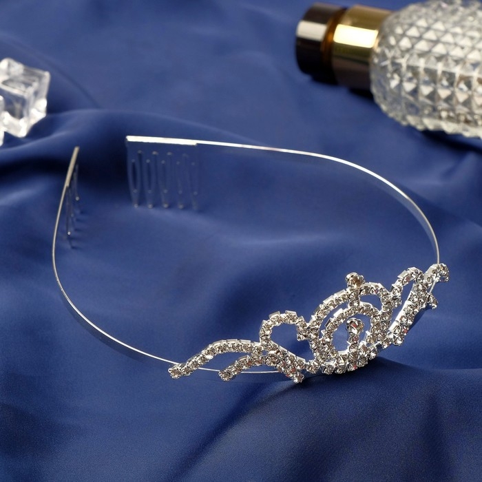 Диадема для волос Диадема для волос "Россыпь" узоры, h-3 см, серебро