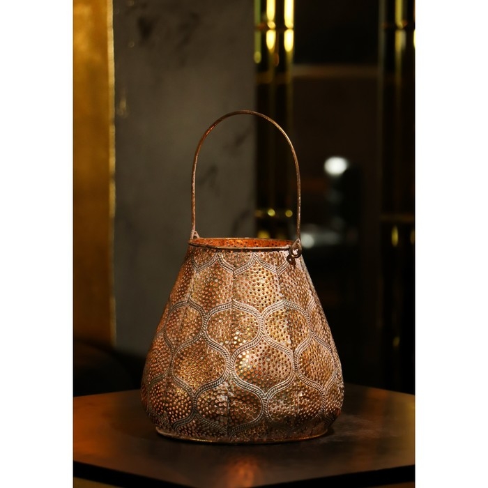 Подсвечник металл на 1 свечу Подсвечник металл на 1 свечу "Узор. Тыковки" состаренное золото 20,5х20,5х20,5 см