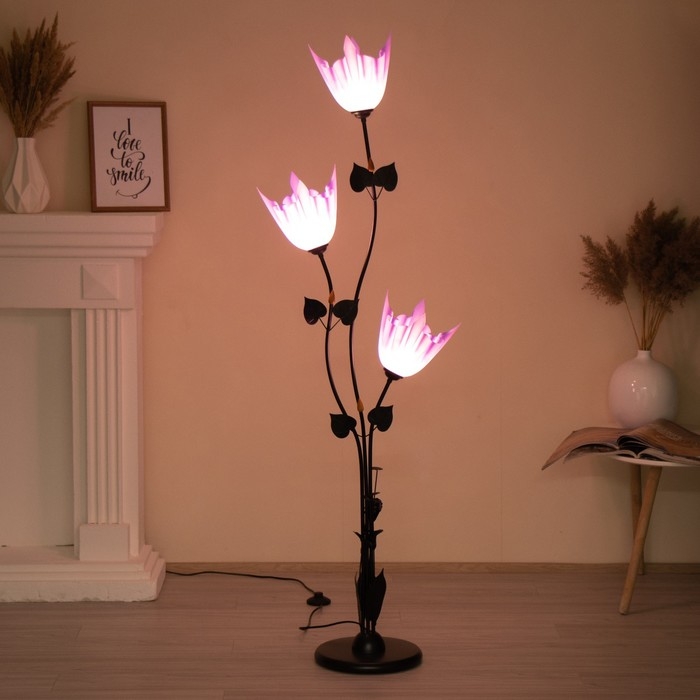 Торшер  Торшер "Ариадна" 3хЕ27 15Вт чёрно-фиолетовый h.155 см