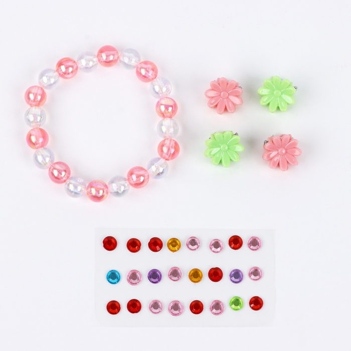 Детские накладные ногти «Ты чудесна», 12 шт, набор с браслетом и заколками Детские накладные ногти «Ты чудесна», 12 шт, набор с браслетом и заколками