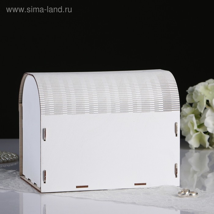 Свадебный банк 25,5х16х19 см, белый с золотым, не в сборе Свадебный банк 25,5х16х19 см, белый с золотым, не в сборе
