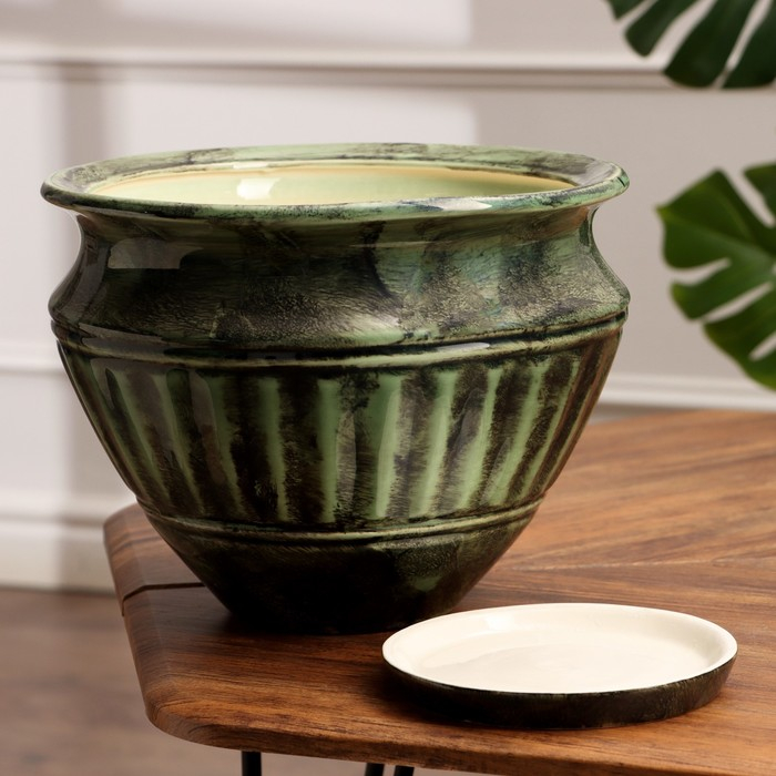 Набор горшков 2 шт. Набор горшков 2 шт. "Волна" зеленый 7,6 л/2,2 л