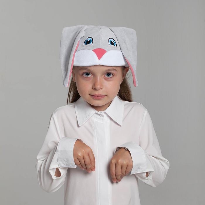 Карнавальная шапка «Заяц», хлопок, велюр, р-р 52-57 Карнавальная шапка «Заяц», хлопок, велюр, р-р 52-57