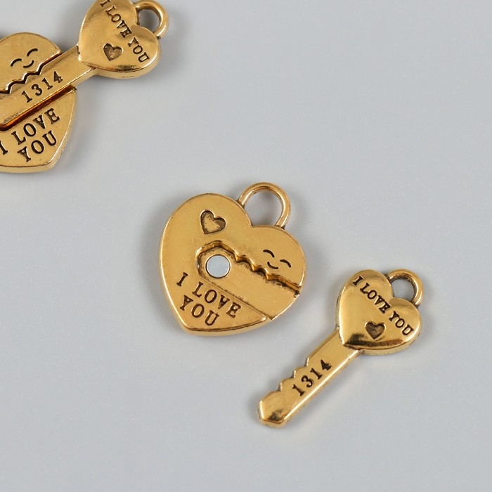 Замок магнитный металл Замок магнитный металл "Ключик и замочек" золотой 2,3х3,4х0,5 см (набор 2 половинки)