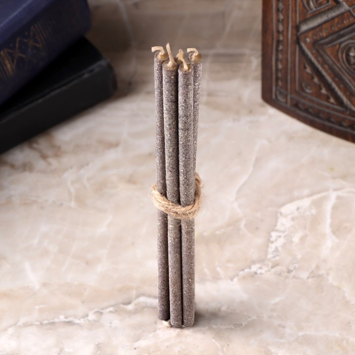 Свеча магическая медовая с цветами черной мальвы для очищения кармы  Свеча магическая медовая с цветами черной мальвы для очищения кармы "Карма-light", 12 шт