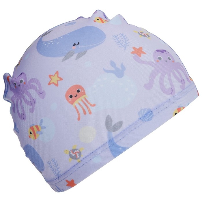 Шапочка для плавания детская «На волне» «Подводный мир», тканевая, обхват 46-52 см Шапочка для плавания детская «На волне» «Подводный мир», тканевая, обхват 46-52 см