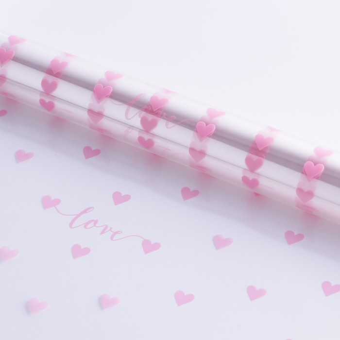 Плёнка для цветов глянцевая «Сердца», 0,6 х 8 м Плёнка для цветов глянцевая «Сердца», 0,6 х 8 м