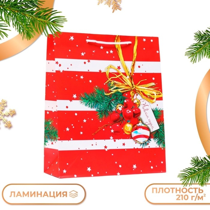 Новый год. Пакет подарочный Новый год. Пакет подарочный "Новогоднее украшение", 26 х 32 х 12 см.