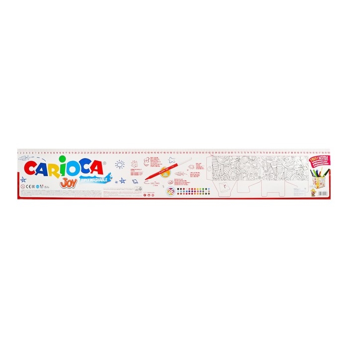 Фломастеры 36 цветов 100 штук, Carioca  Фломастеры 36 цветов 100 штук, Carioca "Joy", тонкий наконечник, стойкие, легко смываемые и нетоксичные чернила, макси упаковка. картонный пенал