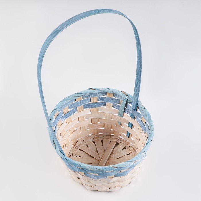 Корзина плетеная 19х9/34 см, бирюзовый, бамбук Корзина плетеная 19х9/34 см, бирюзовый, бамбук