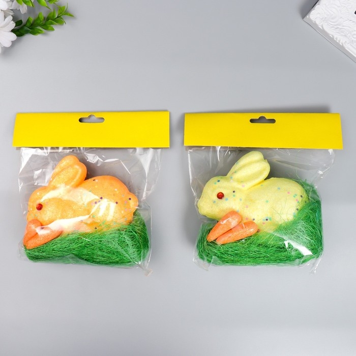 Декор Декор "Кролик - конфетти, в травке с морковками" набор 4 шт МИКС 13 см