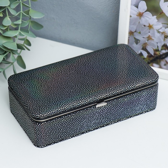 Шкатулка кожзам для украшений  Шкатулка кожзам для украшений "Маленькие пятнышки. Синяя голография" 6х9,8х18,5 см