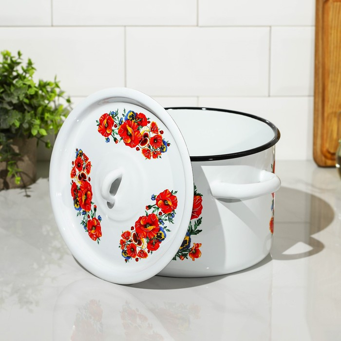 Кастрюля эмалированная «Маки. Мечта», 4,5 л