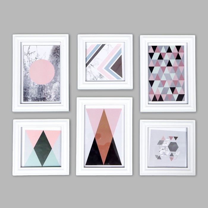 Фоторамка на 6 фото 10х10, 10х15 см  Фоторамка на 6 фото 10х10, 10х15 см "Коллаж" белая набор 6 шт 25х33,5х8 см