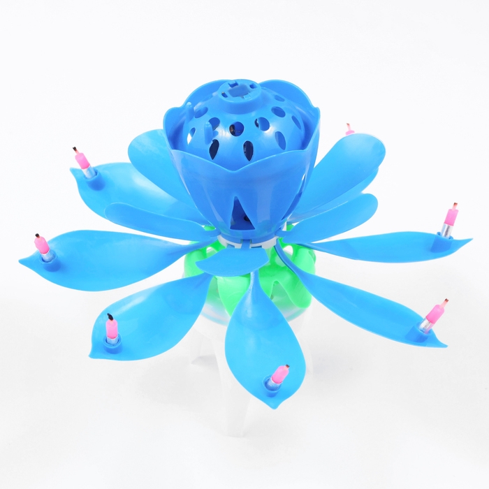 Свеча для торта музыкальная  Свеча для торта музыкальная "Тюльпан", крутящаяся, синяя, 14,5×6 см