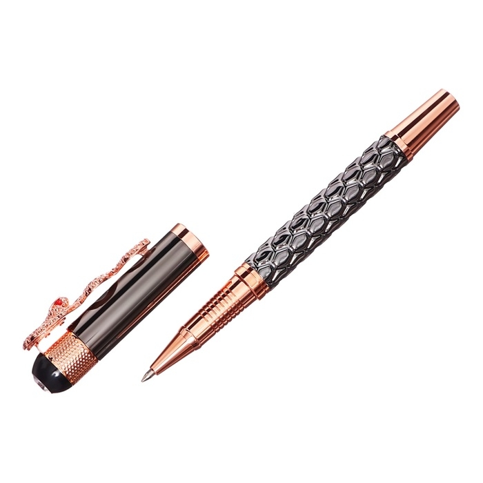 Ручка подарочная роллер в кожзам футляре Змея корпус золото/бронза Ручка подарочная роллер в кожзам футляре Змея корпус золото/бронза